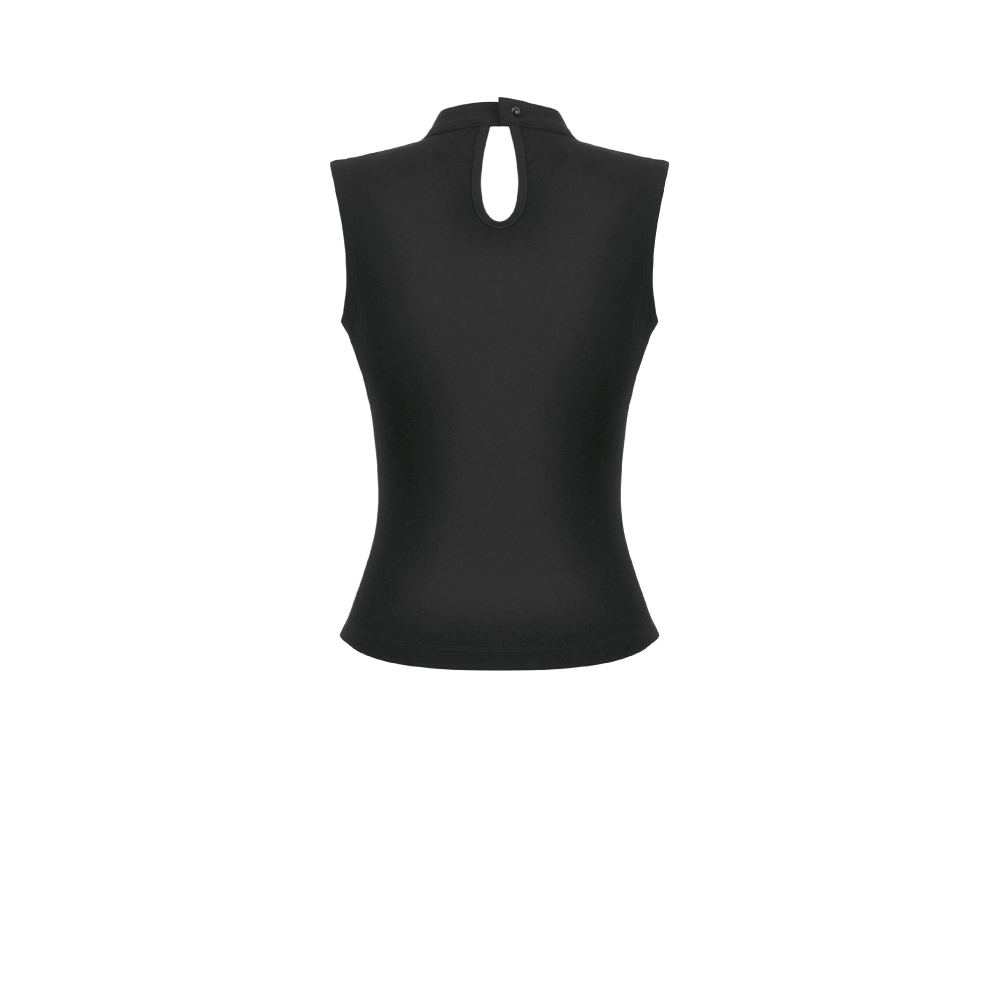 Dark in Love - Punk Coffin Mesh Panel Mouwloze top - Zwart